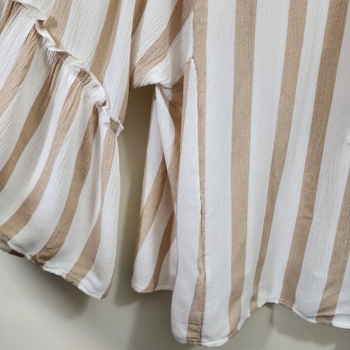 Maurices khaki stripe 3/4 flutter sleeve lightweight blouse woman's size 2X - Picture 7 of 10