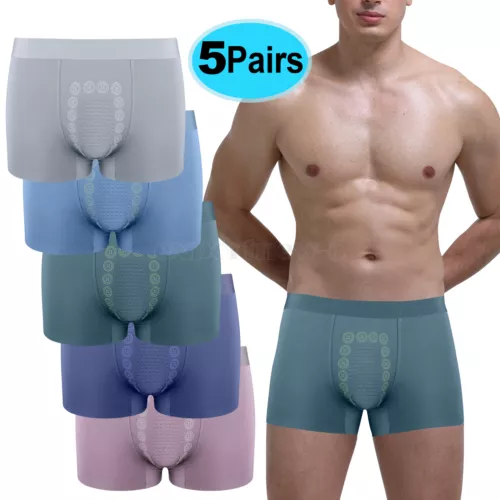 5PCS Magnetic Therapy Men's Underwear Elastic Men's Boxer Slim Briefs Breathable - 第 17/20 張圖片