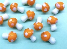 20 Glass Orange Mushroom Lampwork Beads 16mm Lot