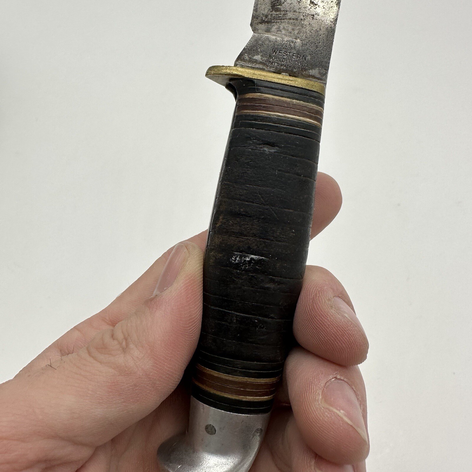 Vintage Western Knife Boulder Colorado Leather Handle Hunting Knife eBay