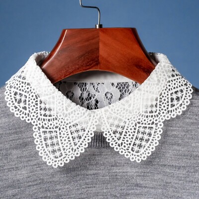 White Full Lace Peter Pan Collar Cotton False Collar Shirt