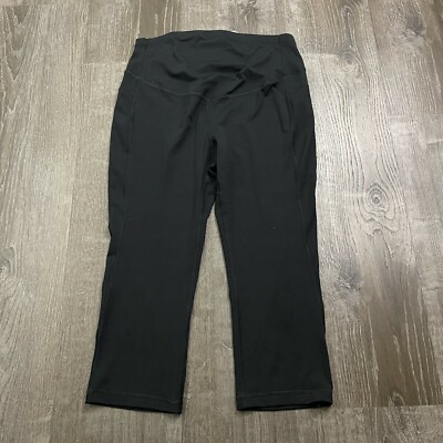 Old Navy Maternity Athletic Leggings Crop Black Pull On Tapered Capri Size  M