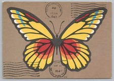 Animal Drawing of Butterfly Postmarked 1983 Continental Postcard