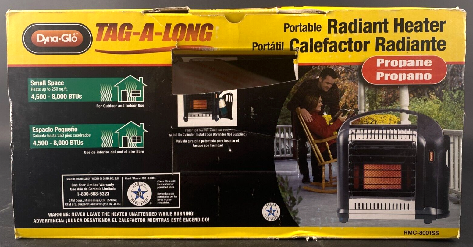 Dyna-Glo Tag-A-Long Propane Portable Heater RMC-8001SS for sale online |  eBay
