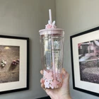 2024 Starbucks China Tumbler Sakura Double Layer 20oz Glass Straw Cup with Straw