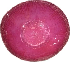 Melamine Pink w/Lines/Specks Lightweight Serving Bowl Oval 11"W x 11.5"L  x 3.5"