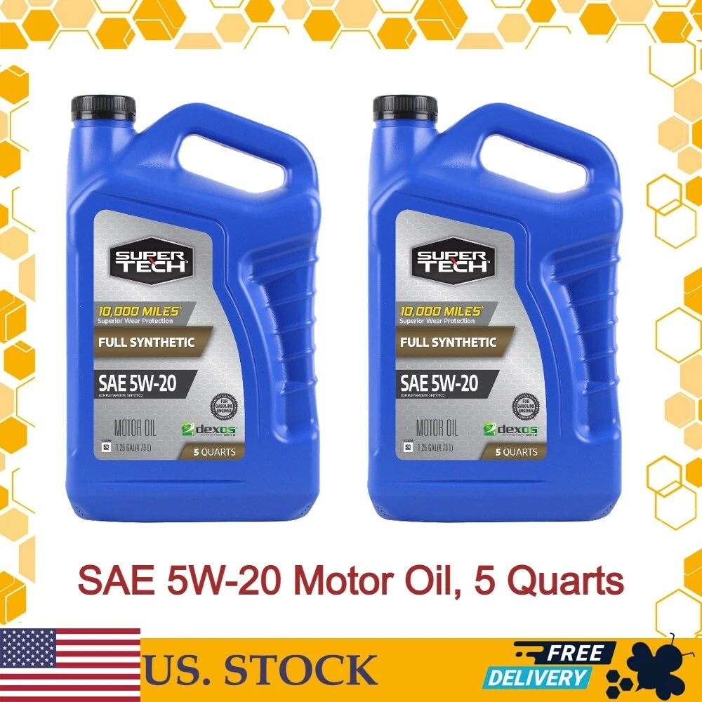 2 Pack Super Tech Full Synthetic SAE 5W 20 Motor Oil 5 Quarts