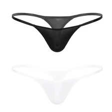 Mens Thong Underwear Low Rise See Through Micro Pouch G-String T-back Jockstrap