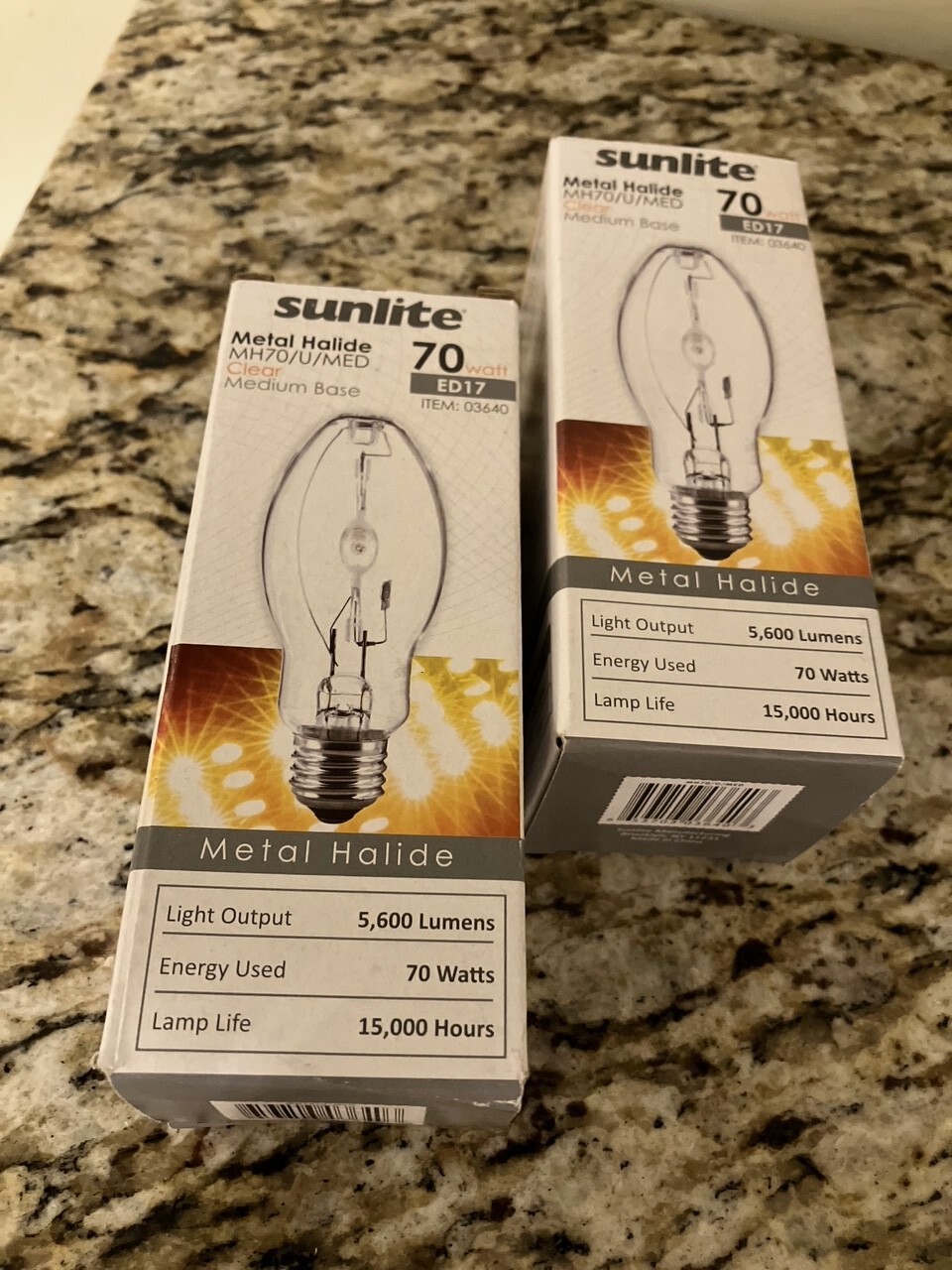 (2) Sunlite MH70/U/MED/PS 70 Watt Metal Halide GROW Light Bulbs, Medium Base