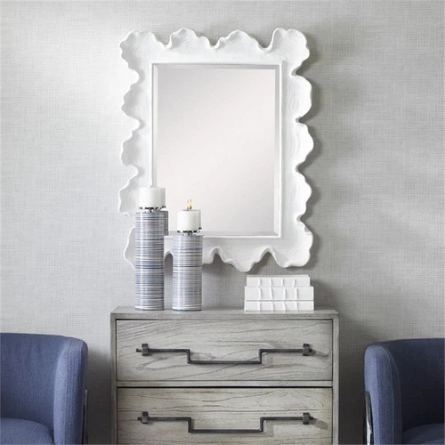 Uttermost Sea Coral Coastal Glass and Resin Mirror in Matte White - Picture 9 of 12