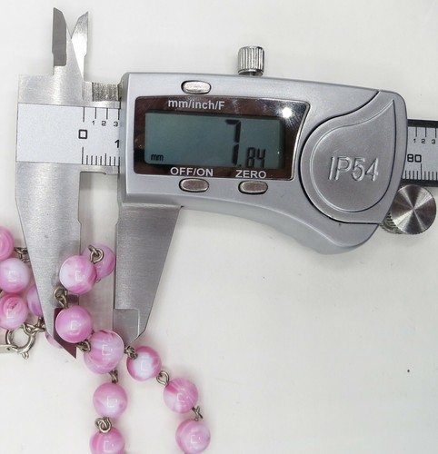Collar de cuentas de vidrio jaspeado blanco rosa Gerard Yosca 16,5" de largo, N213 - Imagen 5 de 8