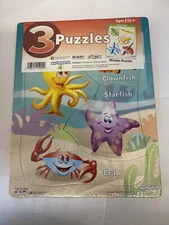 Puzzles, 4-6 Pieces, Ages 1 1/2+, In The Sea, Colors, & Let's Get Dressed,3 Pack
