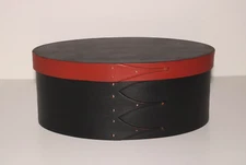 Shaker Workshops Bentwood Cherry Pantry Box Oval Four Finger Black Red USA