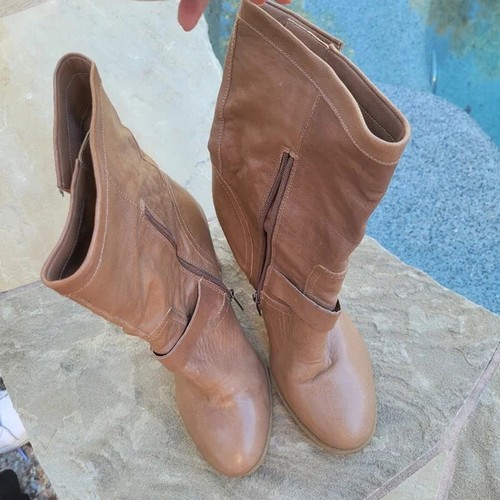 Adam Tucker KAPLIN mid calf side zip heeled leather boots 10M - 第 9/10 張圖片