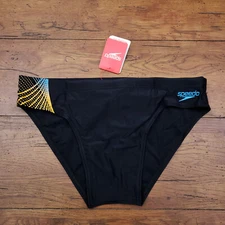 Speedo Mens 38"  Swim Brief 7cm Placement PowerflexEco Black Orange