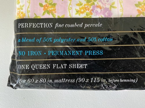 Hoja plana floral vintage de cinta francesa reina Fieldcrest - Imagen 2 de 3