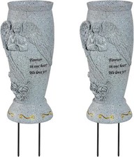 Cemetery Vase, Memorial Grave Vase with Ground Spikes, Angel Vases for Fresh/Art