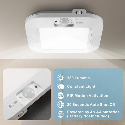 SNAKOO Motion Sensor LED Ceiling Light Battery Operated Indoor Motion Activated - Picture 3 of 7