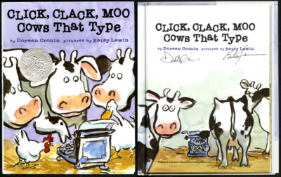 Doreen Cronin Lewin SIGNED AUTOGRAPHED Click, Clack, Moo Cows That Type HC 1st