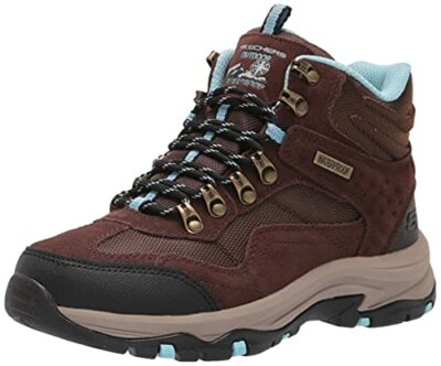 Skechers Womens Relaxed Fit Trego Hiking Boot Choc/Blue Waterproof
