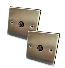 2 x TV Aerial Socket Wall Plate Female Insert TV Cable Coax Points Single Gang