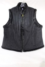 CHAPS Black Vest W/Black Faux Fur Lining, Front Zip, Womens Size 2X (B28)