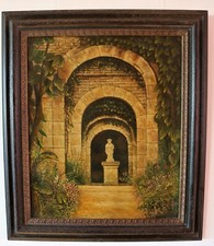 GEMÄLDE "PERSPEKTIVE EINES GARTENS MIT STATUE"