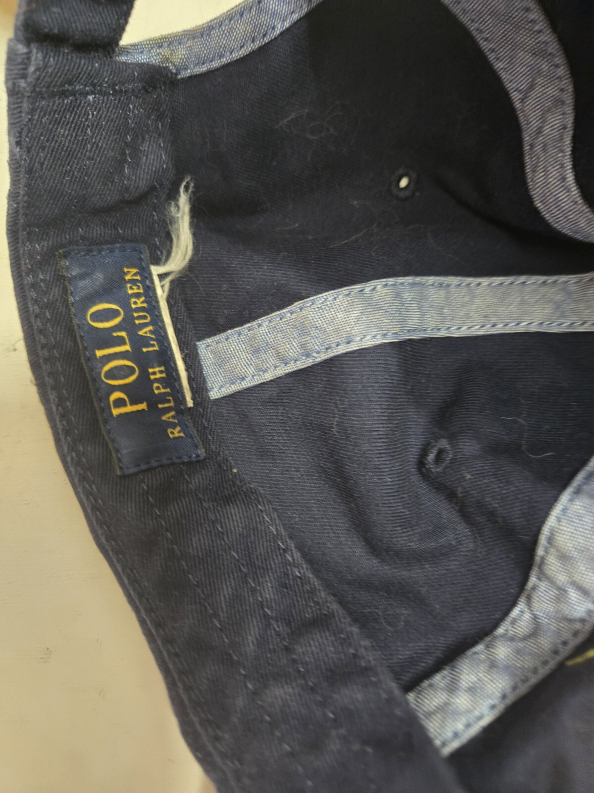 Raro cappello vintage polo ralph lauren 1967 con cinturino con fibbia pony anni '90 blu navy