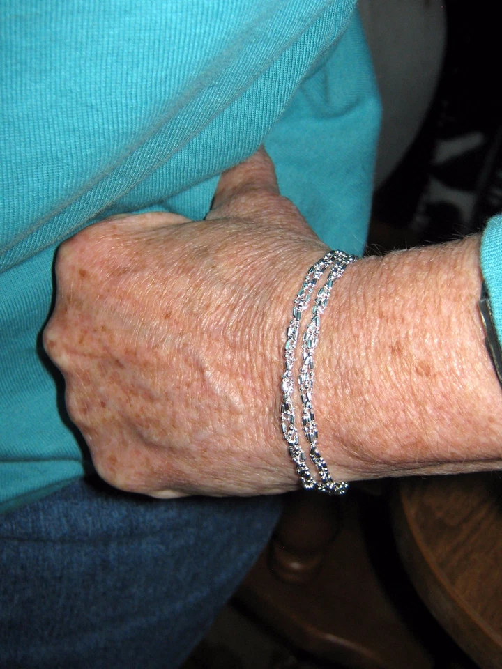 Pulseira de tornozelo ou pulseira de pulso de prata esterlina 0,925 Itália 12" trançada envolvida - Imagem 3 de 4