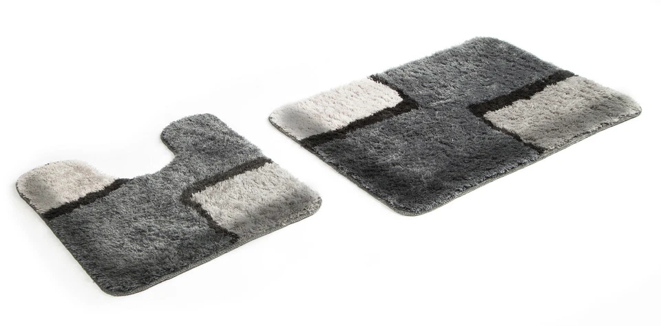 Badematten Badteppich 2-teilig Badvorleger WC-Vorleger mit ohne U-Ausschnitt Bad - Bild 2 von 4