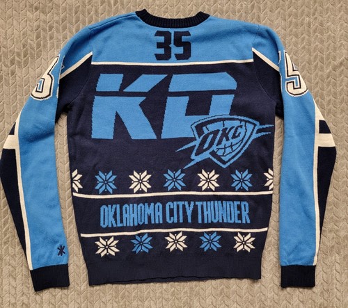 Oklahoma City Thunder Kevin Durant #35 KD Knit Ugly Christmas Sweater L Blue 😊 - Picture 7 of 10