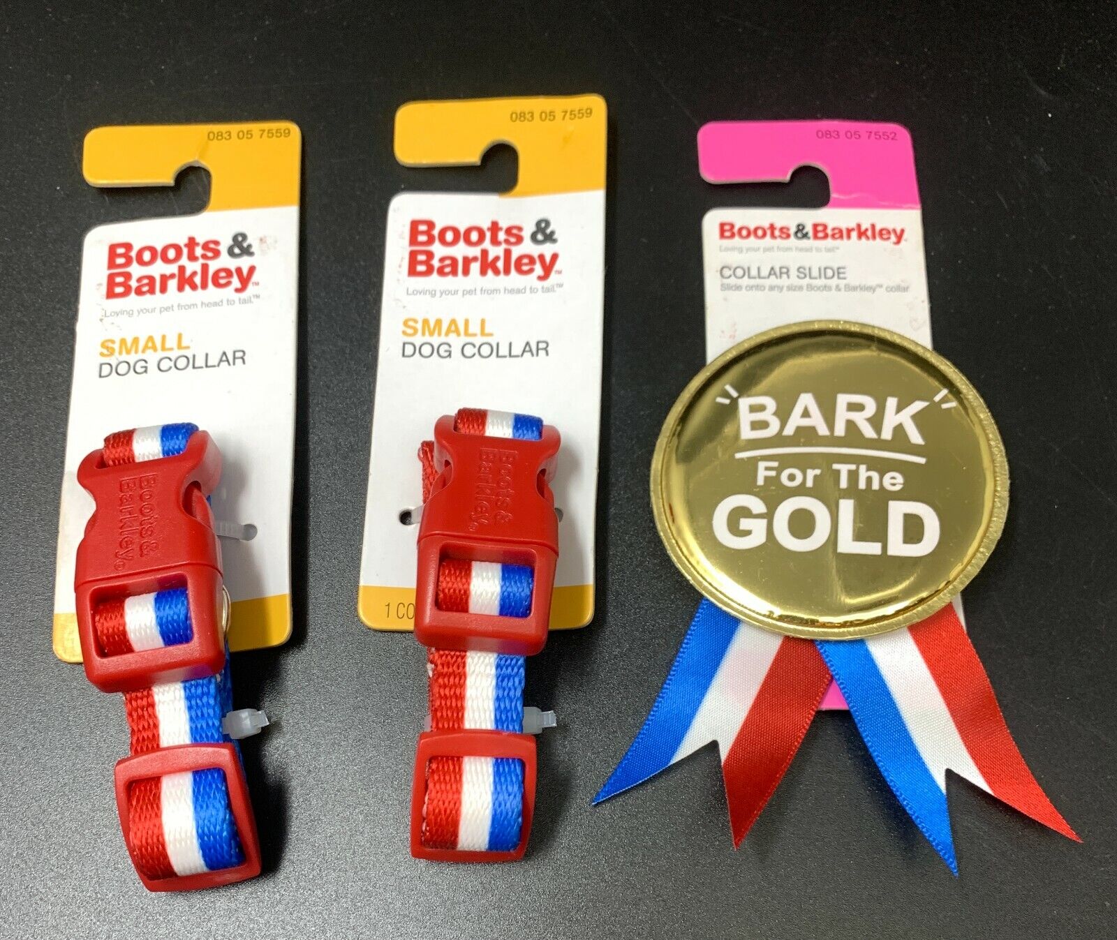 2 Boots & Barkley Small Dog Collars Slide New NOS Red White & Blue Patriotic 522