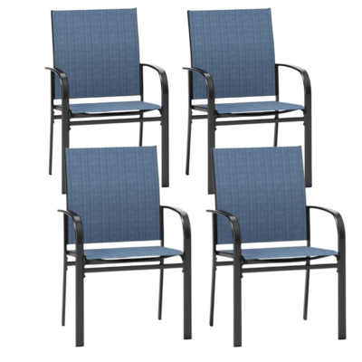 Set of 4 Outdoor Patio Dining Chairs w/ Textilene Fabric & Steel Frame 350lbs
