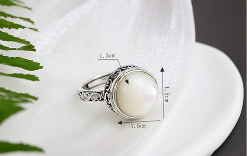 B06 Anello Schlaufenrand Con Perla Acqua Dolce Argento Sterling 925 Regolabile - Foto 2 di 10