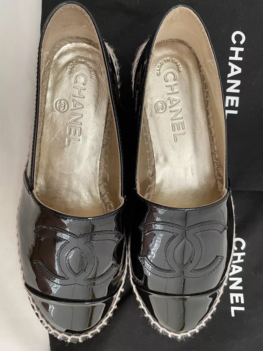 Patent leather espadrilles Chanel Black size 38.5 EU in Patent leather -  35015344