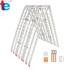 10' 1500lb Aluminum Arched Motorcycle ATV/UTV Truck Lawn Folding Loading Ramp