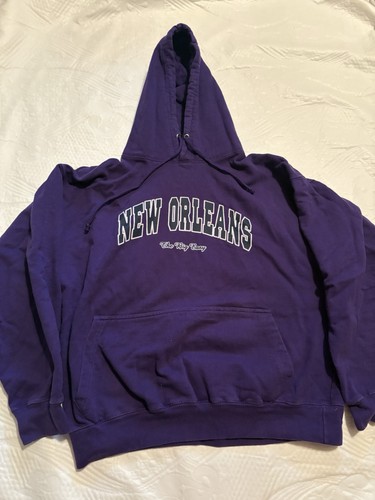 SAAD Collection New Orleans Purple Graphic Logo Hooded Hoodie Men's L