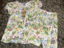 Vintage Disney Store Winnie the Pooh Girls Outfit 7/8 Floral Shirt Shorts Piglet