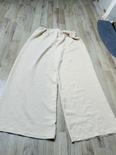 Damen Palazzohose Beige weites Bein elastisch...