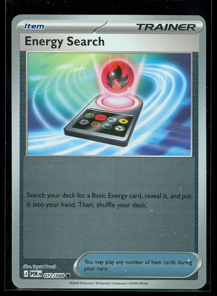 Pokemon ENERGY SEARCH 072/088 - Perfect Order - Rev Holo - MINT