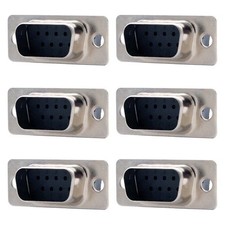 6 Pcs DB9 D-SUB 9-Pin Male Crimp Pin Connector Assembly Solder Type Cup Socket