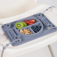 Strong Suction Baby Placemat, Silicone Toddler Plate with 4 Toy Straps Anti...