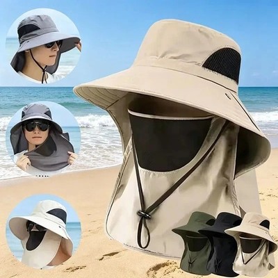 Wide Brim Sun Hat UV Protection Bucket Cap For Hiking Camping Fishing Safari Men