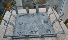 Shabby Chic Style Metal Galvanized Tray with handles 30cm square