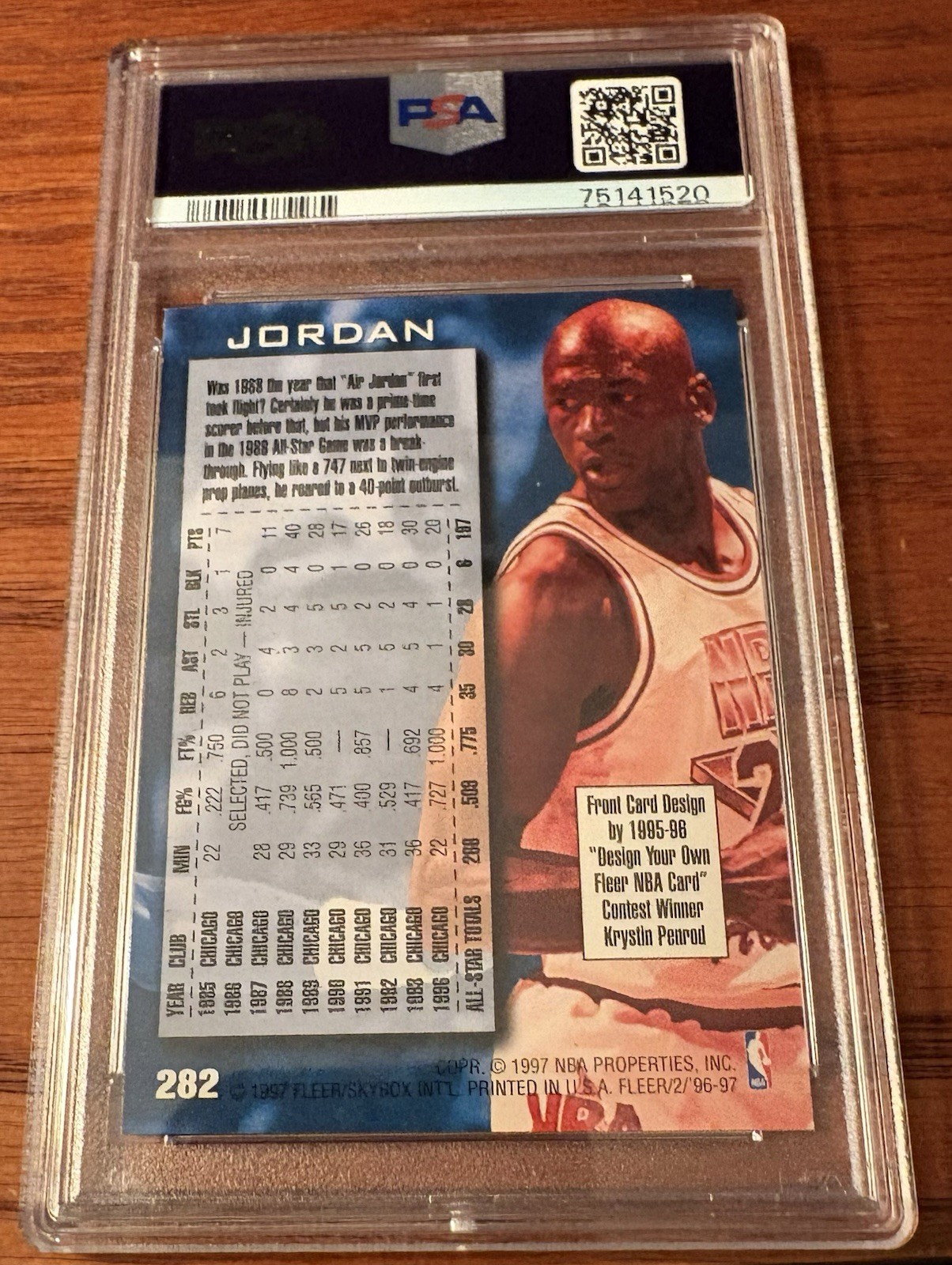 1996-97 Fleer NBA All-Star Retro Michael Jordan #282 PSA 8 view 2