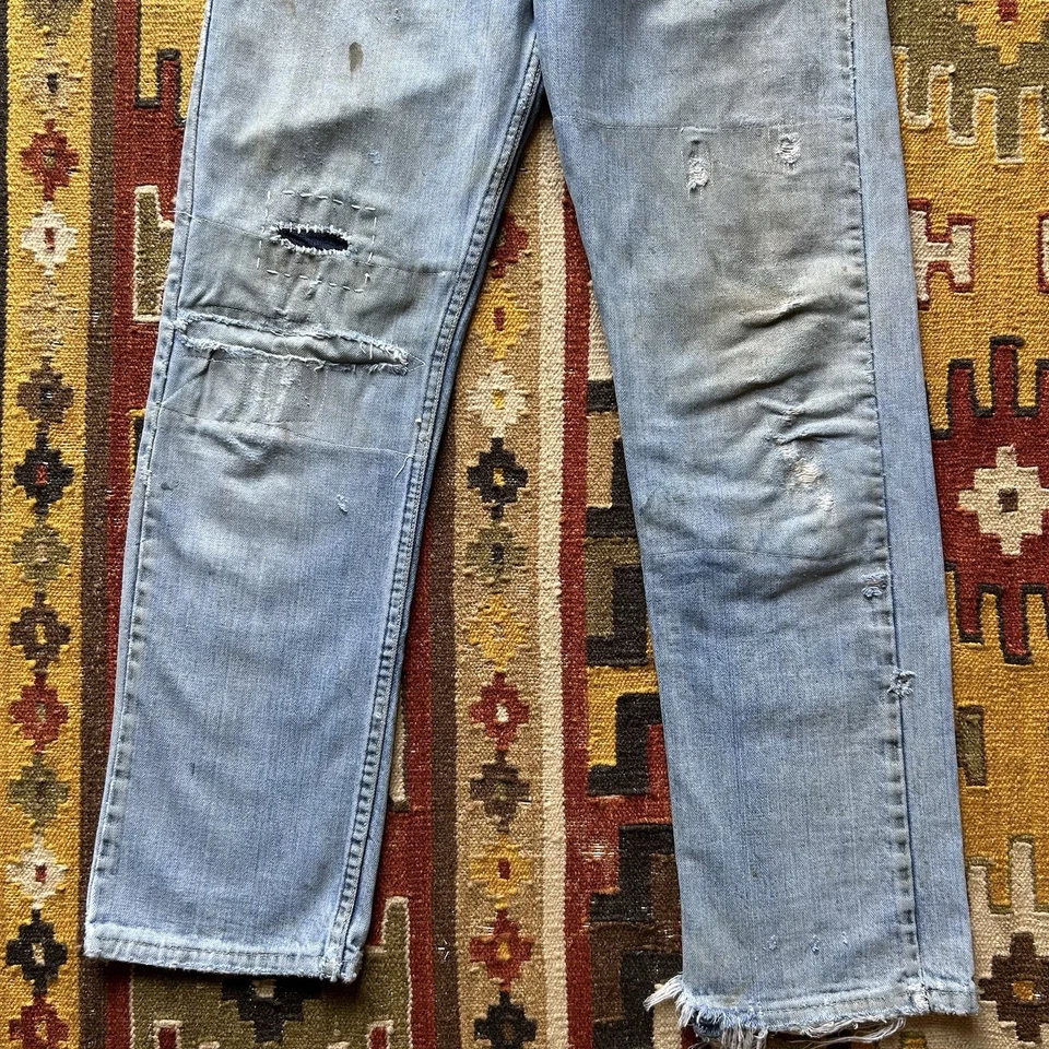 Jeans de mezclilla Wrangler vintage años 60 70 talla 29x30 - reparados Foto 3 de 4