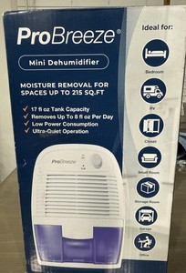 Pro Breeze Mini Dehumidifier PB-02RT-US 17 fl. oz. Tank 215 Sq. Ft- BNIB