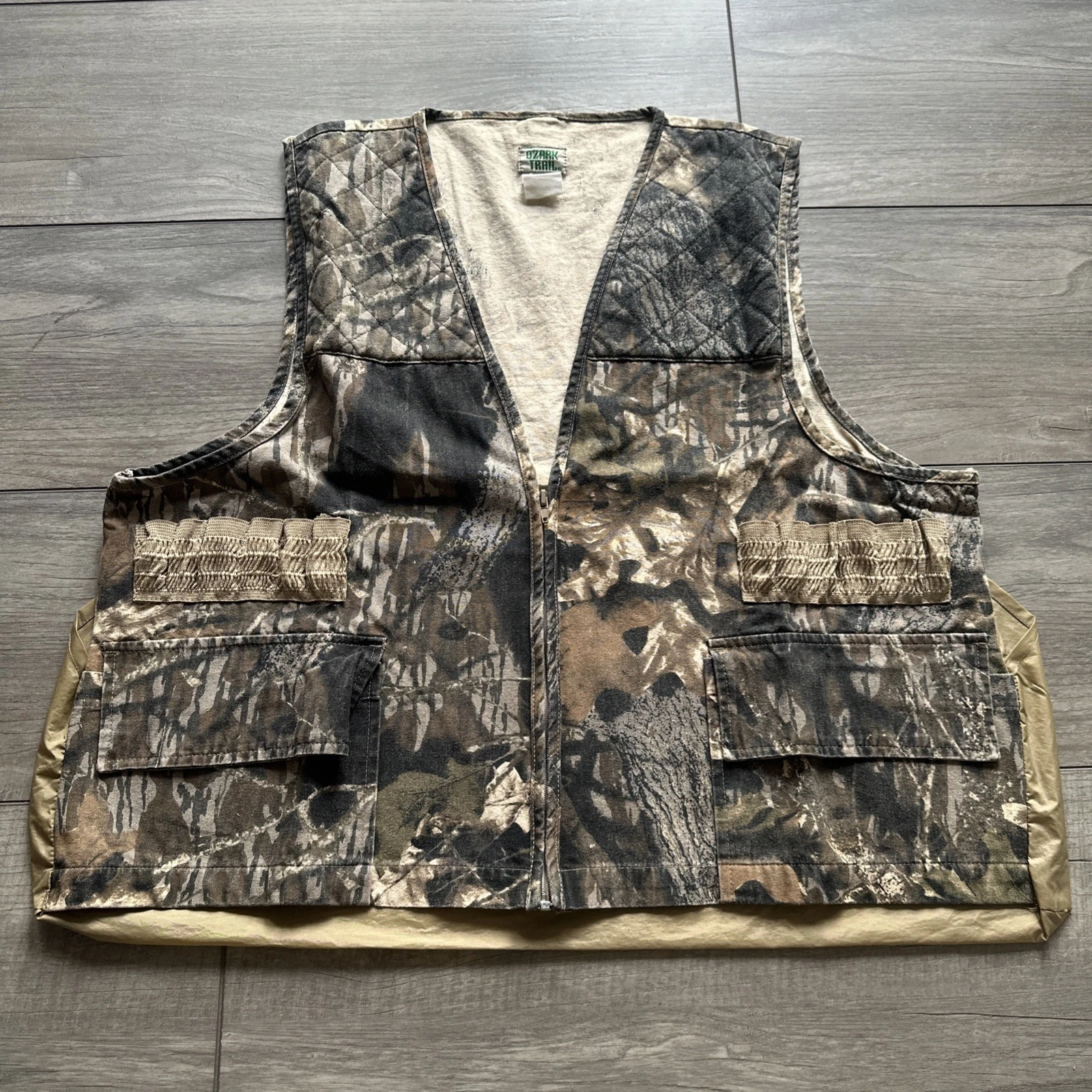 Vintage Mossy Oak Break Up Camo Hunting Fishing Vest Ozark Trails L Bird Pouch