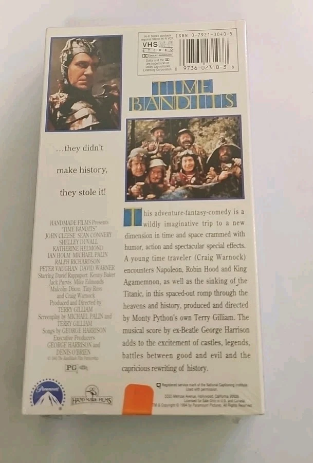 Time Bandits VHS SEALED Paramount John Cleese Sean Connery Shelley Duvall VTG - Image 2 of 4