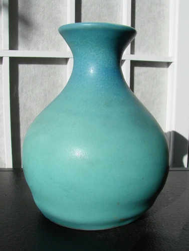 VTG Van Briggle Art Vase Signed Matte Finish Blue Green Turquoise